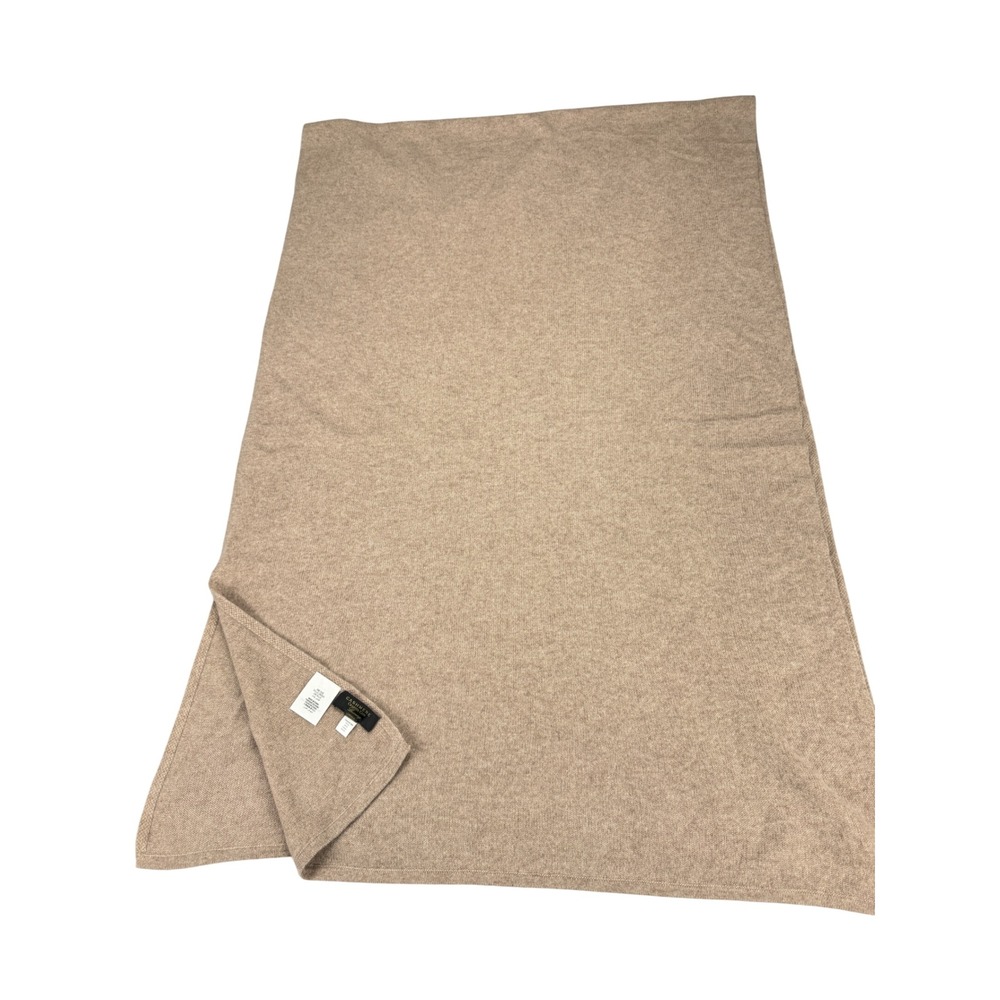 Charter Club Luxury Cashmere Wrap Scarf Camel Tan Knit Oversized Shawl One Size